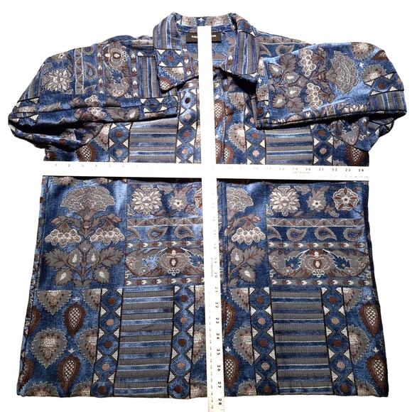 Sag Harbor Vintage Blue Brown Tapestry Blazer Plus Size 18 Geometric Y2K Retro - Picture 4 of 6